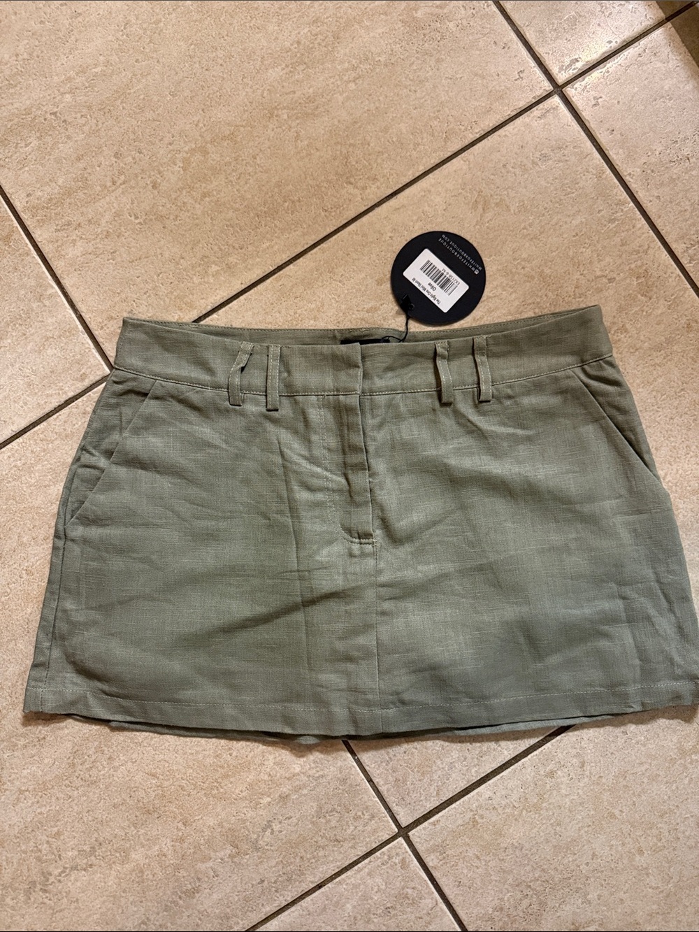 White Fox Boutique Sage Green Linen-Blend Mini Skirt